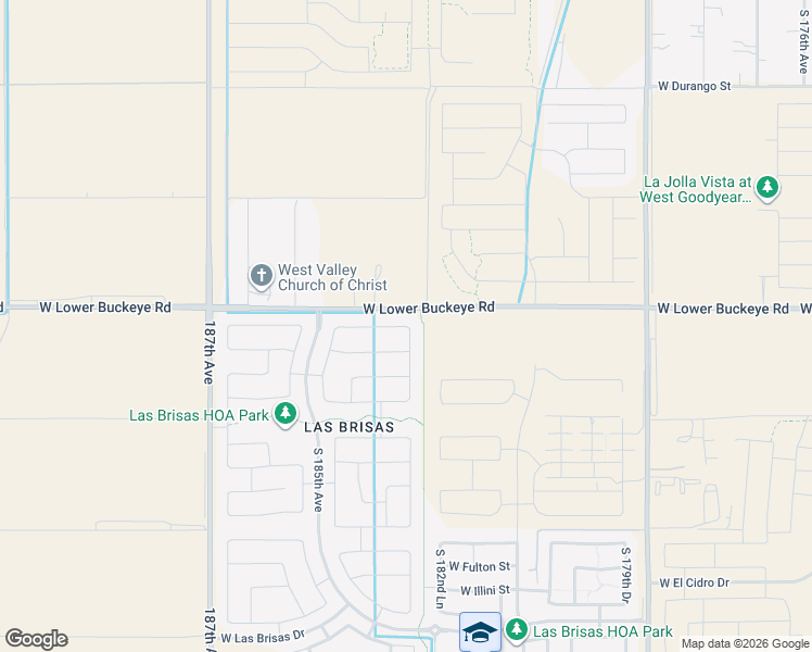 map of restaurants, bars, coffee shops, grocery stores, and more near 17229 West Kendall Street in Goodyear
