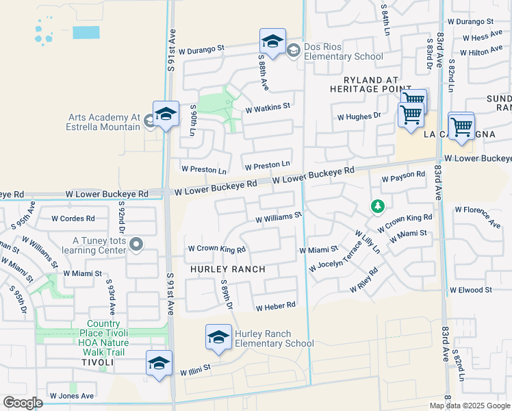 map of restaurants, bars, coffee shops, grocery stores, and more near 8757 West Cordes Road in Tolleson
