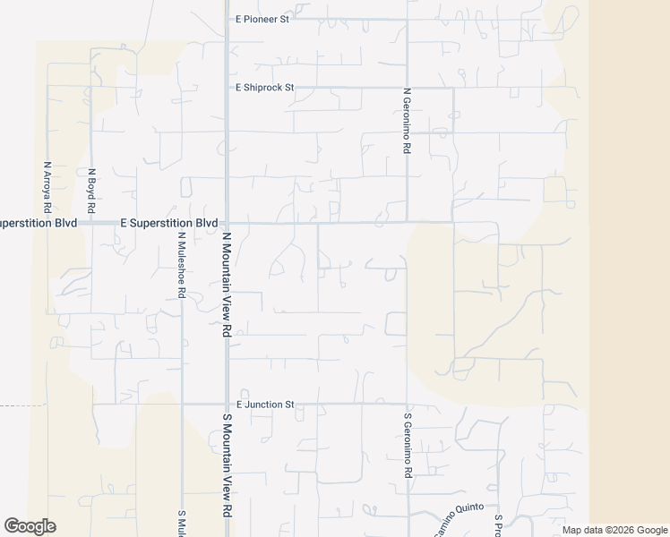 map of restaurants, bars, coffee shops, grocery stores, and more near 5395 East Cody Street in Apache Junction