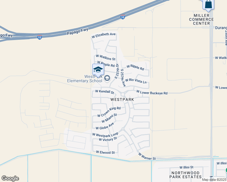 map of restaurants, bars, coffee shops, grocery stores, and more near 25756 West Winslow Avenue in Buckeye
