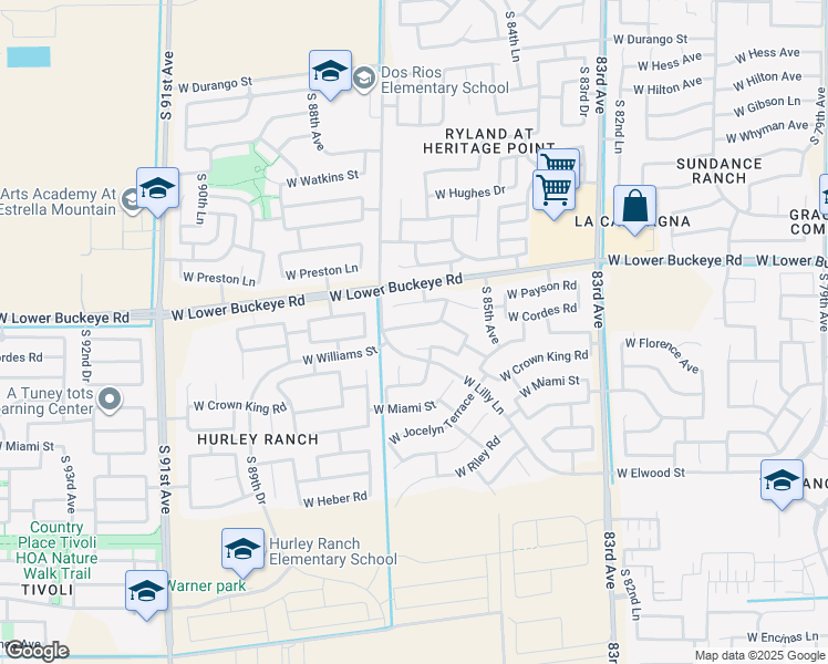 map of restaurants, bars, coffee shops, grocery stores, and more near 8625 West Cordes Road in Tolleson