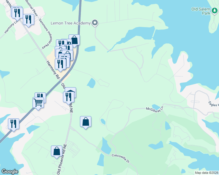 map of restaurants, bars, coffee shops, grocery stores, and more near 6116 Primrose Path in Eatonton