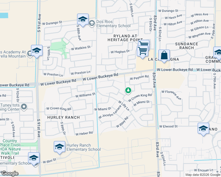 map of restaurants, bars, coffee shops, grocery stores, and more near 8539 West Kingman Street in Tolleson