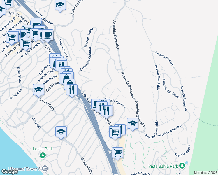 map of restaurants, bars, coffee shops, grocery stores, and more near 1806 Calle Leticia in San Clemente