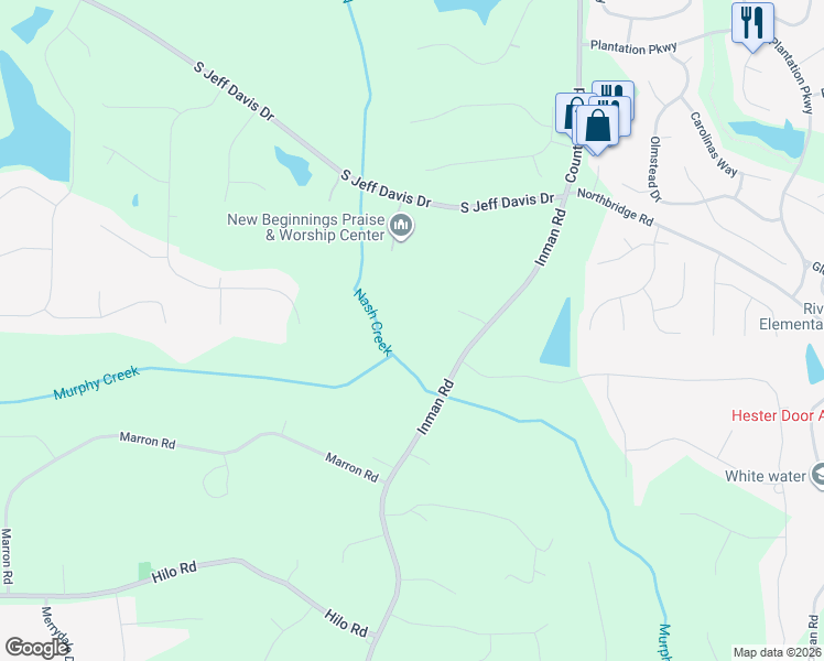 map of restaurants, bars, coffee shops, grocery stores, and more near 187 Inman Road in Fayetteville