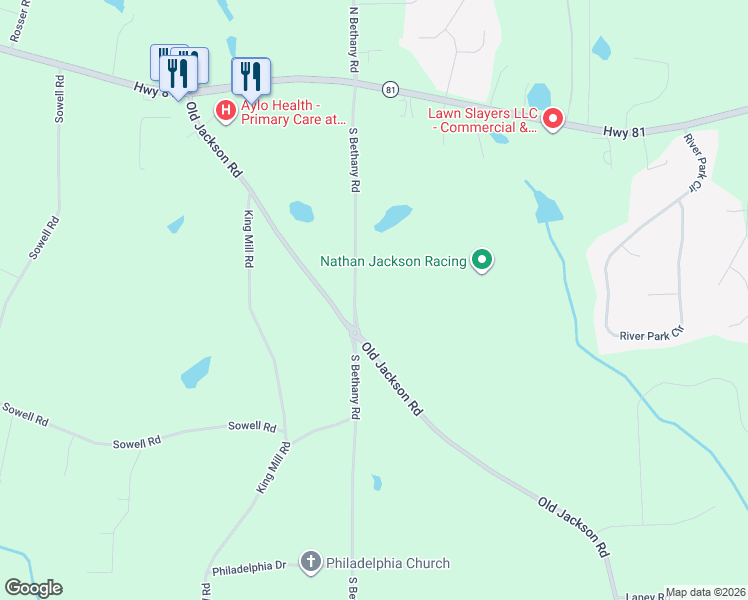 map of restaurants, bars, coffee shops, grocery stores, and more near 315 South Bethany Road in McDonough