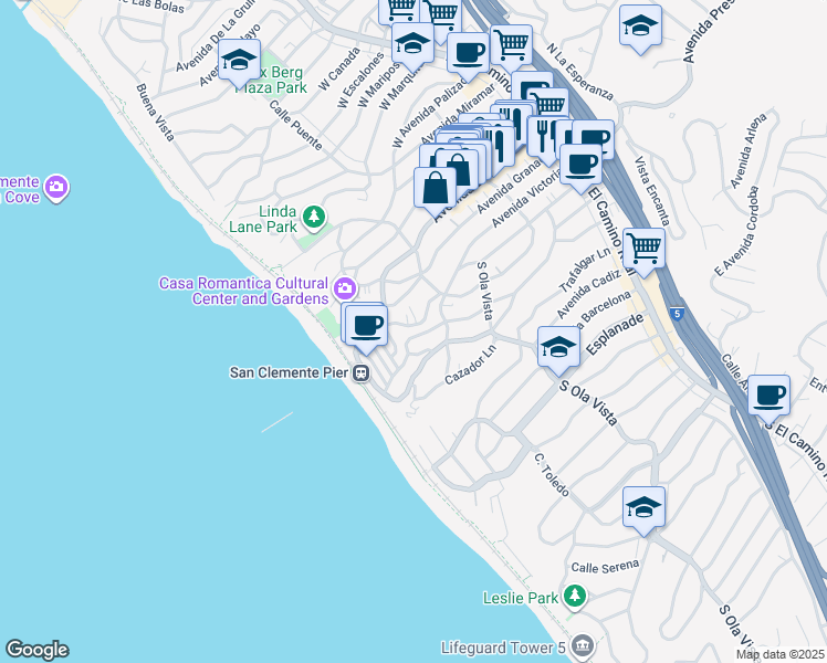 map of restaurants, bars, coffee shops, grocery stores, and more near 420 Avenida Santa Barbara in San Clemente