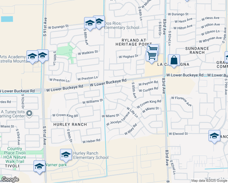 map of restaurants, bars, coffee shops, grocery stores, and more near 8618 West Cordes Road in Tolleson