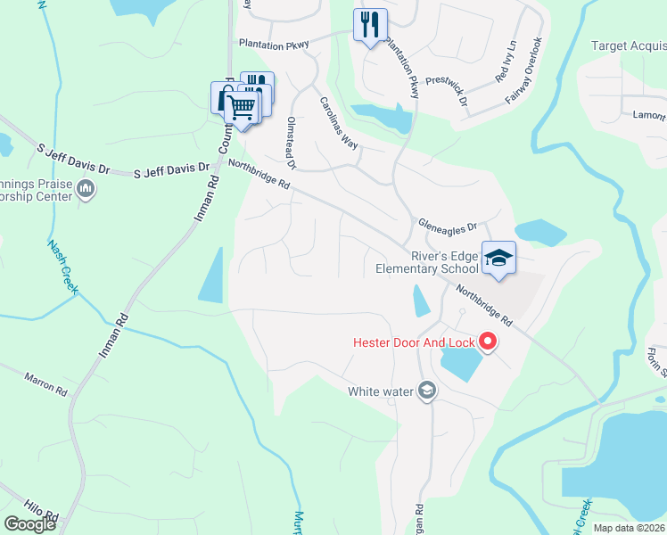 map of restaurants, bars, coffee shops, grocery stores, and more near 12245 Cypress Lane in Fayetteville