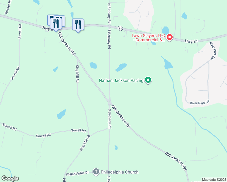 map of restaurants, bars, coffee shops, grocery stores, and more near 275 South Bethany Road in McDonough