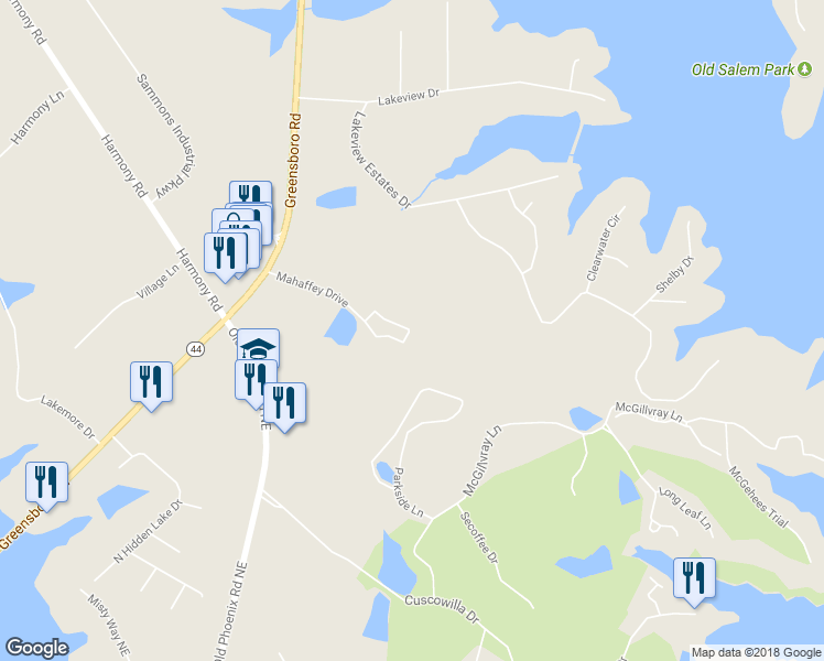 map of restaurants, bars, coffee shops, grocery stores, and more near 2399 Oak Grove Lane in Eatonton