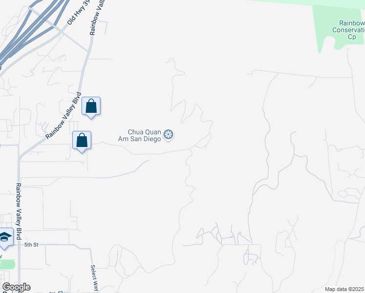 map of restaurants, bars, coffee shops, grocery stores, and more near 5589 Rainbow Creek Road in Fallbrook