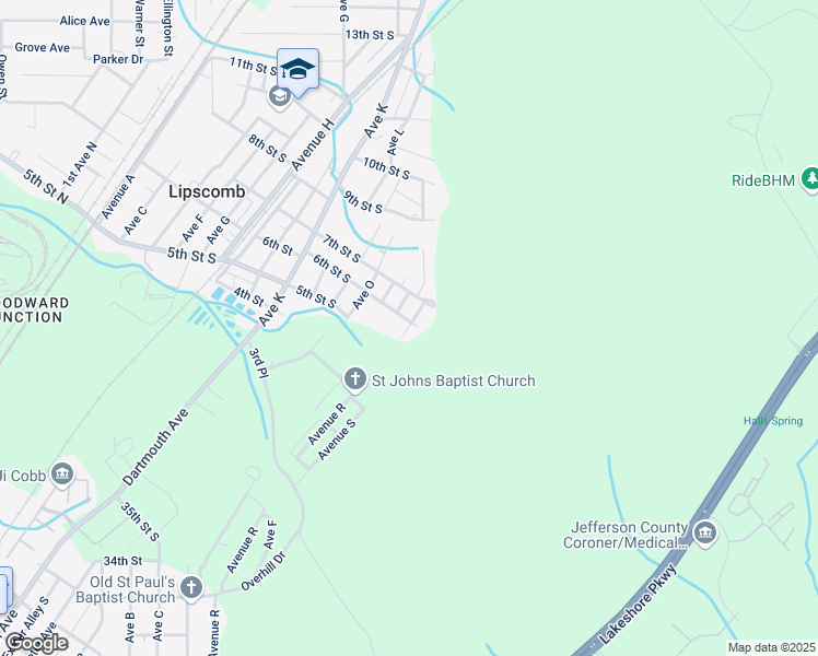 map of restaurants, bars, coffee shops, grocery stores, and more near 5300 Ave R in Bessemer