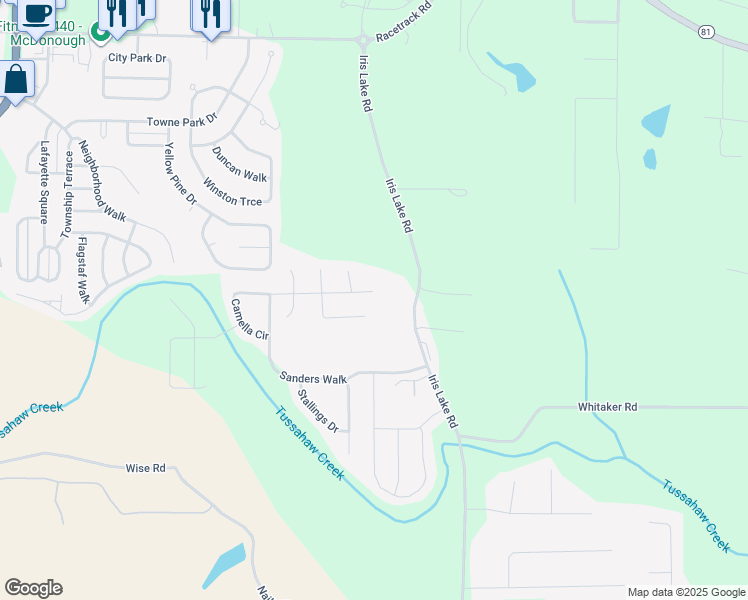 map of restaurants, bars, coffee shops, grocery stores, and more near 472 Camella Circle in McDonough