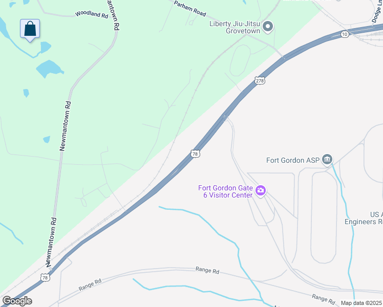 map of restaurants, bars, coffee shops, grocery stores, and more near 3245 Gordon Highway in Grovetown