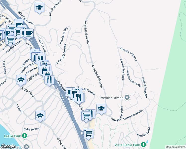map of restaurants, bars, coffee shops, grocery stores, and more near 1558 Avenida Salvador in San Clemente