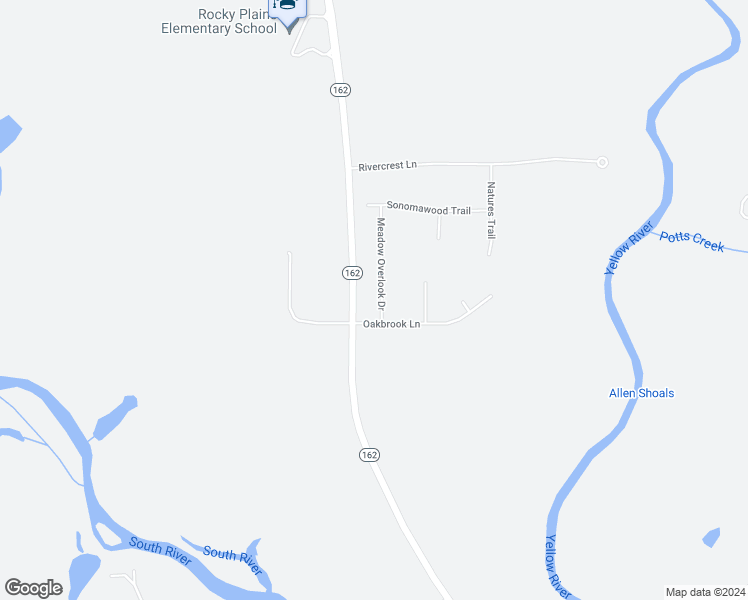 map of restaurants, bars, coffee shops, grocery stores, and more near 20 Meadow Overlook Drive in Covington
