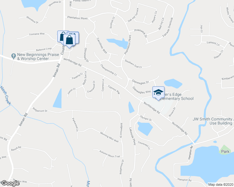 map of restaurants, bars, coffee shops, grocery stores, and more near 12241 Cypress Way in Fayetteville