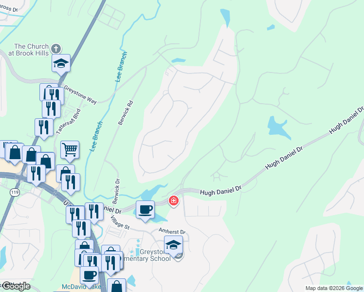map of restaurants, bars, coffee shops, grocery stores, and more near 3556 Shandwick Place in Birmingham