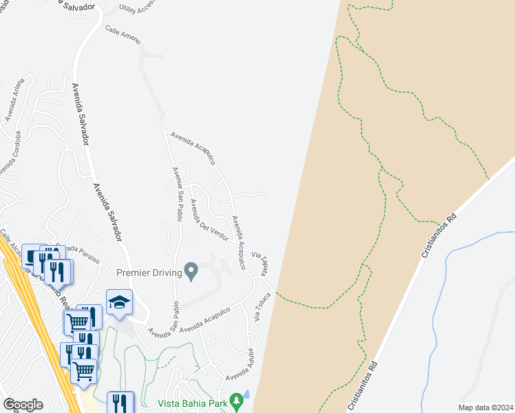 map of restaurants, bars, coffee shops, grocery stores, and more near 608 Via Promontorio in San Clemente
