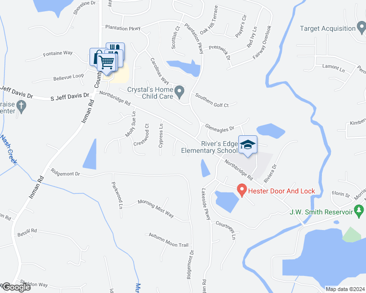 map of restaurants, bars, coffee shops, grocery stores, and more near 12241 Cypress Way in Fayetteville