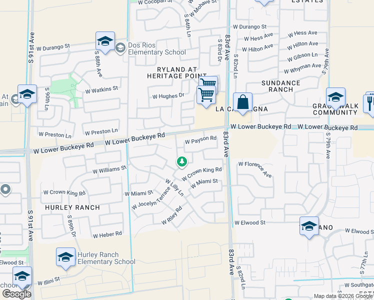 map of restaurants, bars, coffee shops, grocery stores, and more near 8434 West Cordes Road in Tolleson