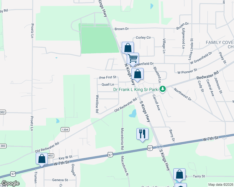 map of restaurants, bars, coffee shops, grocery stores, and more near 201 Larkspur Lane in Wake Village