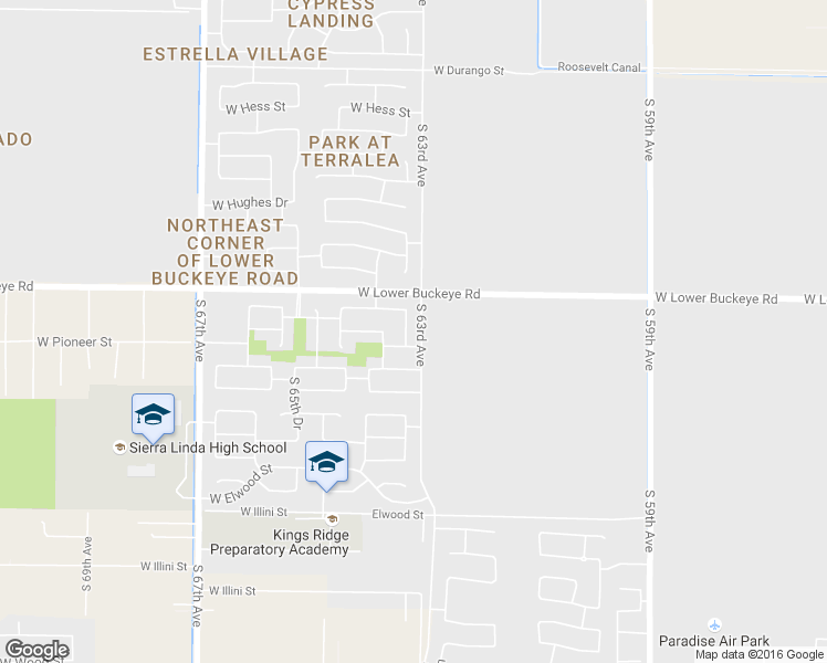 map of restaurants, bars, coffee shops, grocery stores, and more near 2837 South 63rd Drive in Phoenix