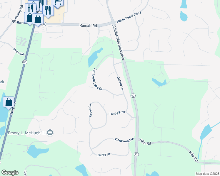 map of restaurants, bars, coffee shops, grocery stores, and more near 125 Lamberth Lake Dr in Fayetteville