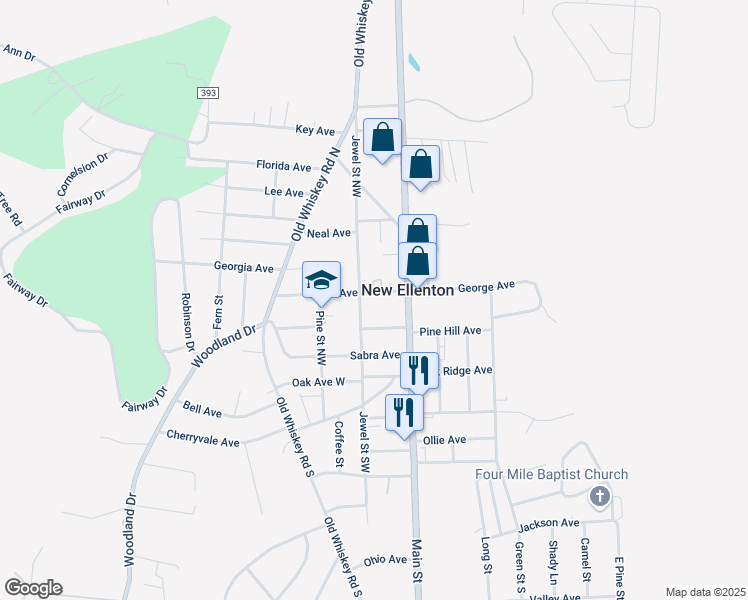map of restaurants, bars, coffee shops, grocery stores, and more near 113 Smith Avenue in New Ellenton