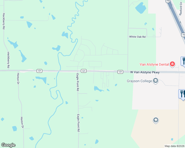 map of restaurants, bars, coffee shops, grocery stores, and more near 12498 Farm to Market 121 in Van Alstyne