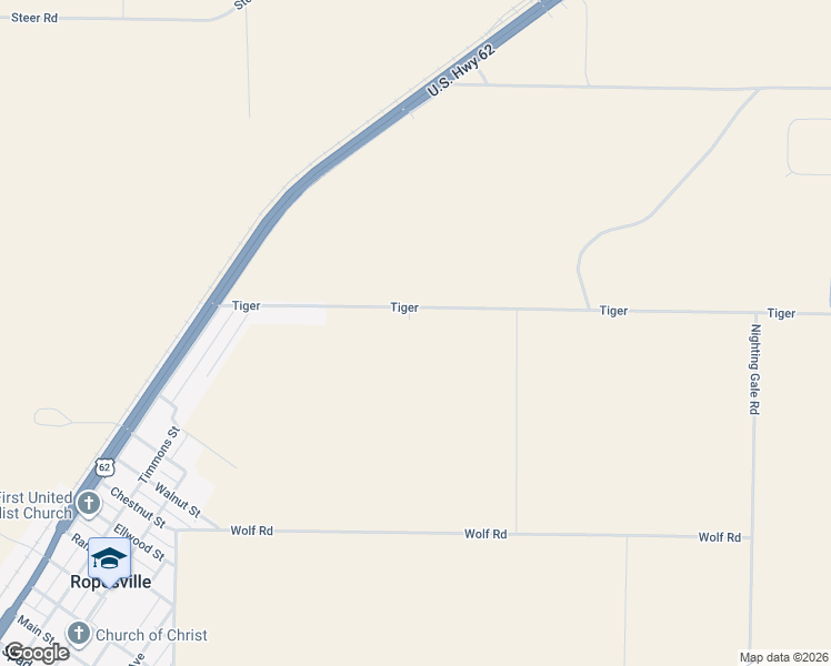 map of restaurants, bars, coffee shops, grocery stores, and more near 6640 Tiger in Ropesville