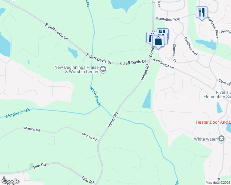 map of restaurants, bars, coffee shops, grocery stores, and more near 171 Inman Rd in Fayetteville