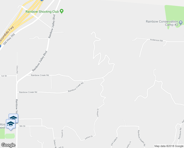 map of restaurants, bars, coffee shops, grocery stores, and more near 5590 Rainbow Creek Road in Fallbrook