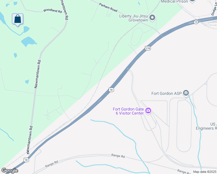 map of restaurants, bars, coffee shops, grocery stores, and more near 3245 Gordon Highway in Grovetown