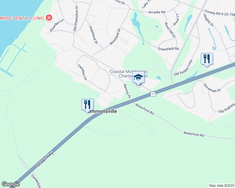 map of restaurants, bars, coffee shops, grocery stores, and more near 102 Wickham Ct in Pawleys Island