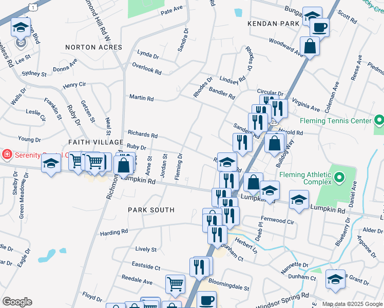map of restaurants, bars, coffee shops, grocery stores, and more near 2134 Richards Rd in Augusta