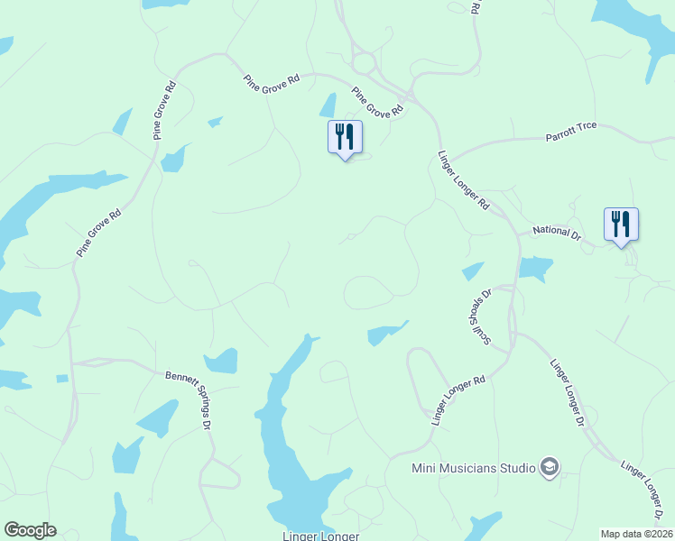 map of restaurants, bars, coffee shops, grocery stores, and more near 1291 Planters Trail in Greensboro