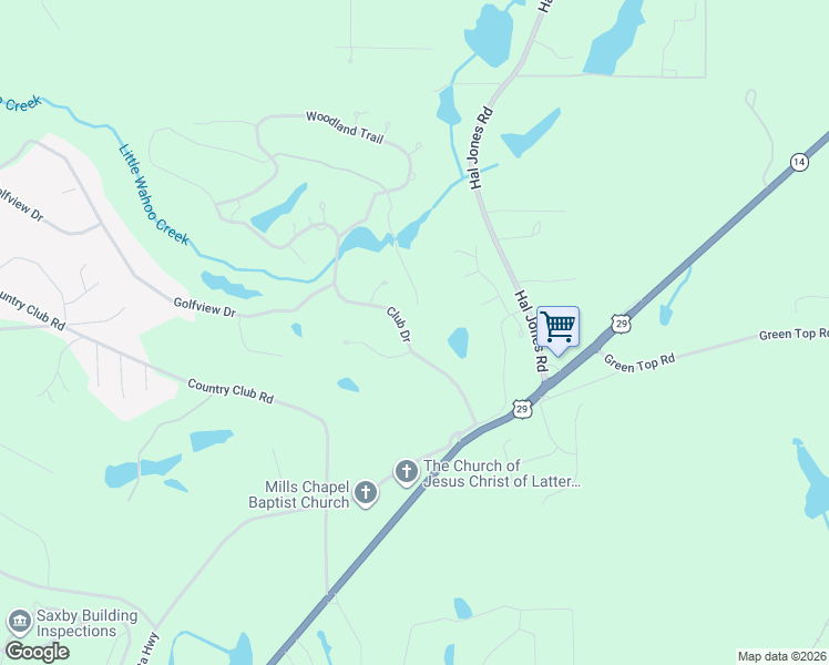 map of restaurants, bars, coffee shops, grocery stores, and more near 3 Club Drive in Newnan