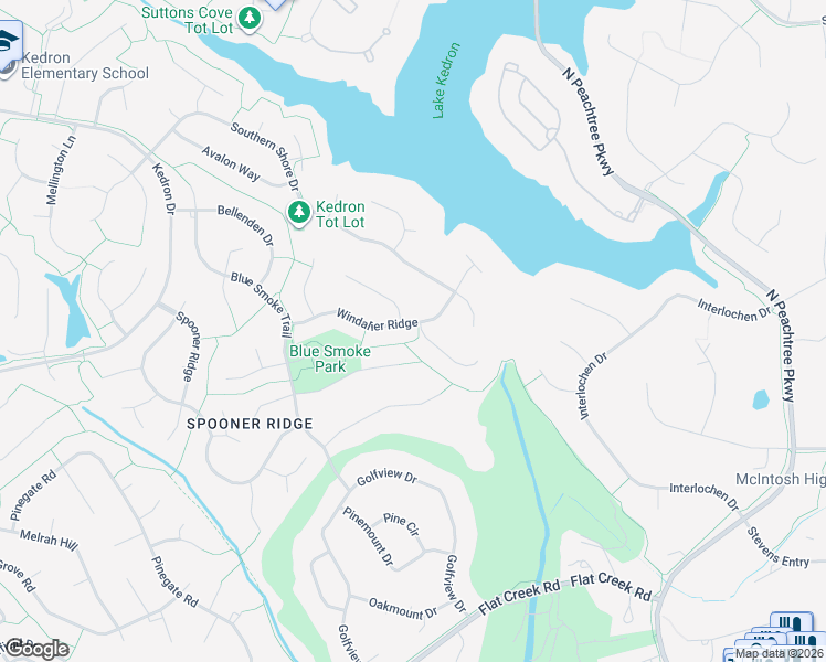 map of restaurants, bars, coffee shops, grocery stores, and more near 130 Windalier Ridge in Peachtree City