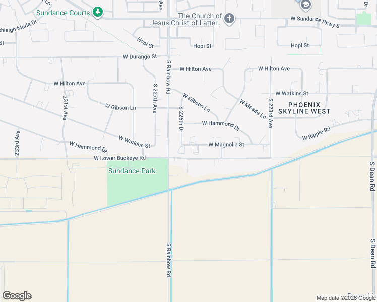 map of restaurants, bars, coffee shops, grocery stores, and more near 22627 West Magnolia Street in Buckeye