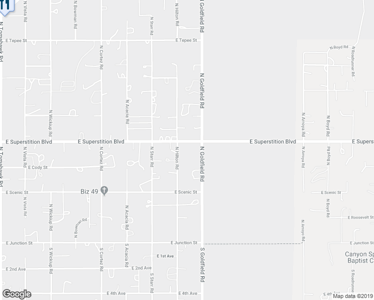 map of restaurants, bars, coffee shops, grocery stores, and more near 749 North Hilton Road in Apache Junction