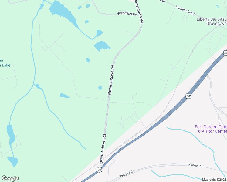 map of restaurants, bars, coffee shops, grocery stores, and more near 1365 Newmantown Road in Grovetown