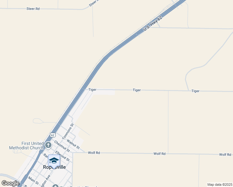 map of restaurants, bars, coffee shops, grocery stores, and more near 6626 Tiger in Ropesville