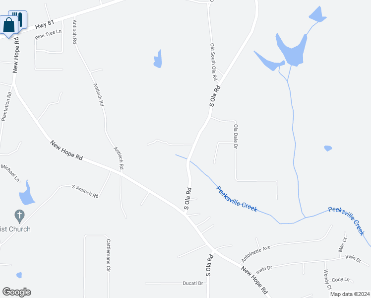 map of restaurants, bars, coffee shops, grocery stores, and more near 486 South Ola Road in McDonough