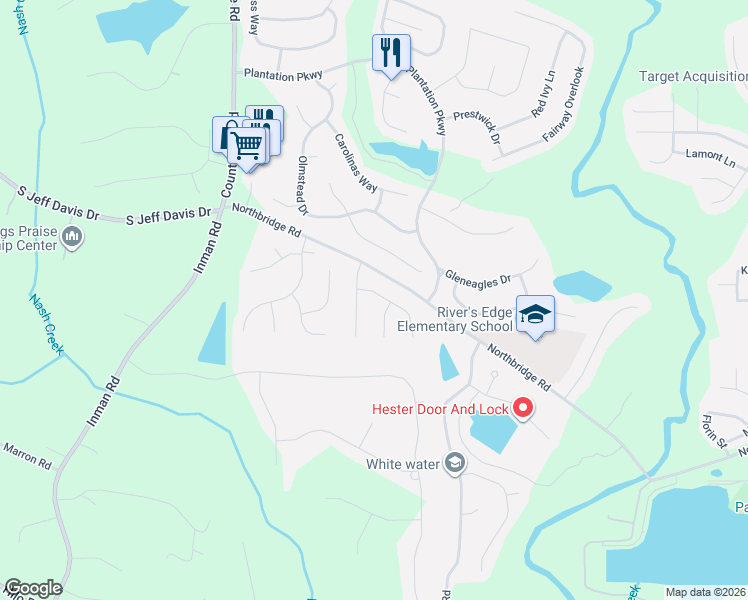 map of restaurants, bars, coffee shops, grocery stores, and more near 12243 Players Court in Fayetteville
