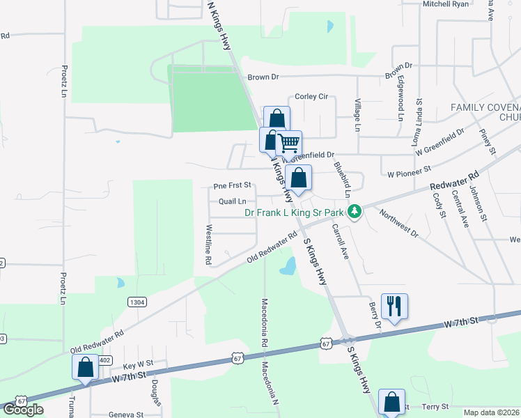 map of restaurants, bars, coffee shops, grocery stores, and more near 201 Larkspur Lane in Wake Village