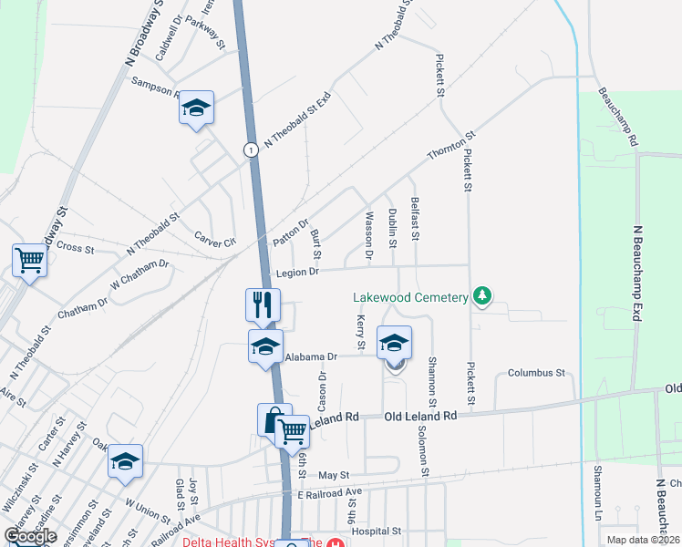 map of restaurants, bars, coffee shops, grocery stores, and more near 981 Legion Drive in Greenville