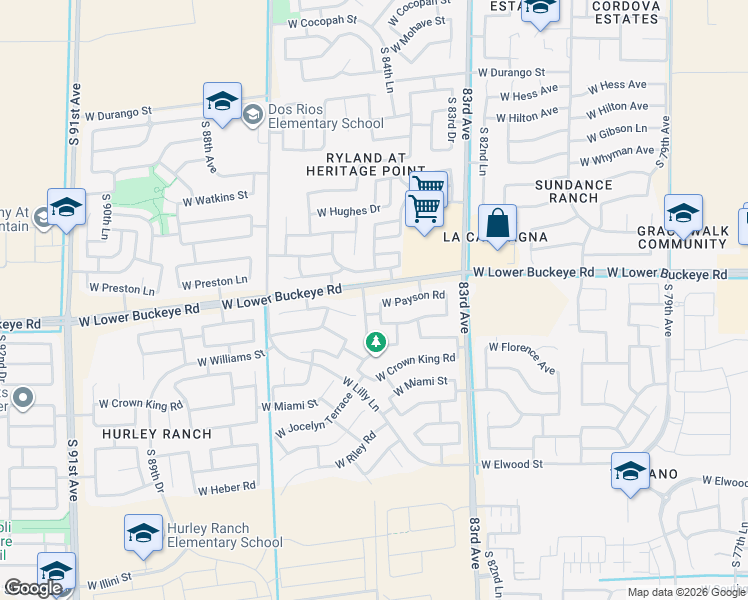 map of restaurants, bars, coffee shops, grocery stores, and more near 8434 West Cordes Road in Tolleson