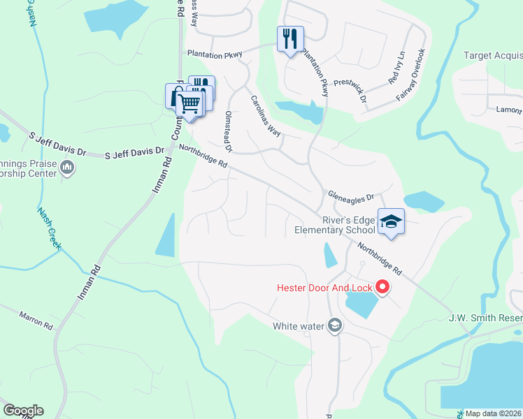 map of restaurants, bars, coffee shops, grocery stores, and more near 12227 Cypress Lane in Fayetteville
